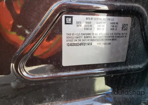 2015 Buick Lacrosse Premium I из США, поврежденный, VIN 1G4GD5G34FF211414